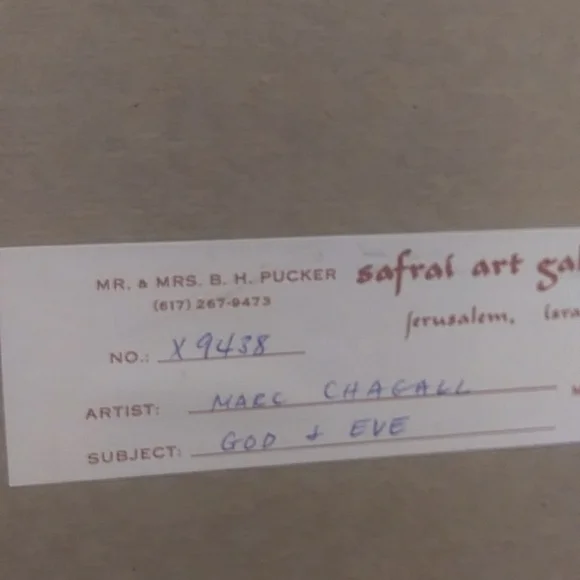 Vintage Chagall Lithograph Titled " God and Eve" - Picture 2 of 3